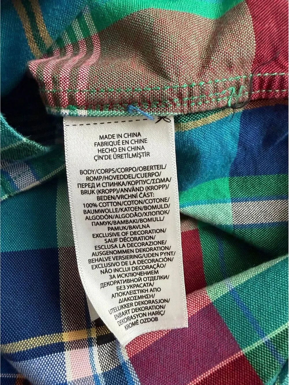 POLO Ralph Lauren Boy's Size 3T Multicolor Plaid 100% Cotton Long Sleeve Shirt